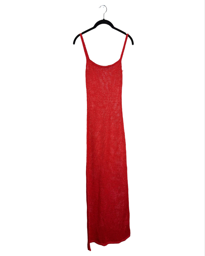 Red Sequin Open Knit Dress - Size 02, and 2/4
