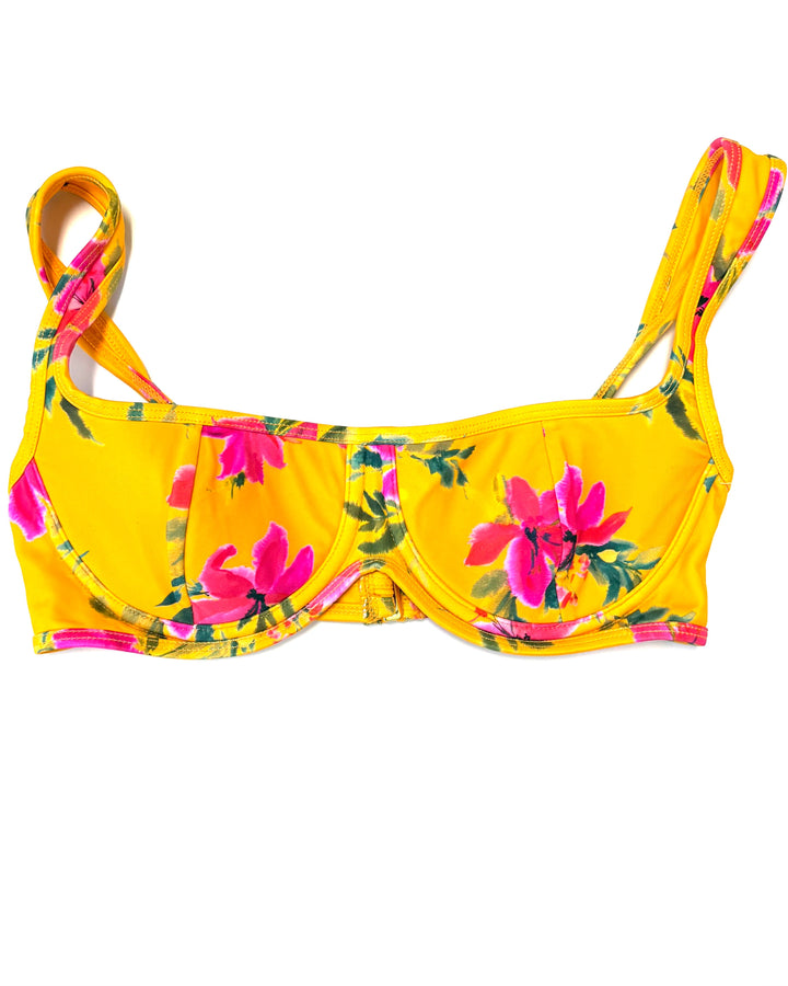 Yellow Tropical Underwire Bikini Top - Size XS