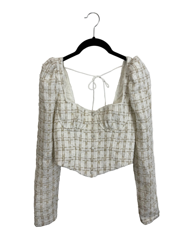 White and Gold Tweed Top - Size 2/4
