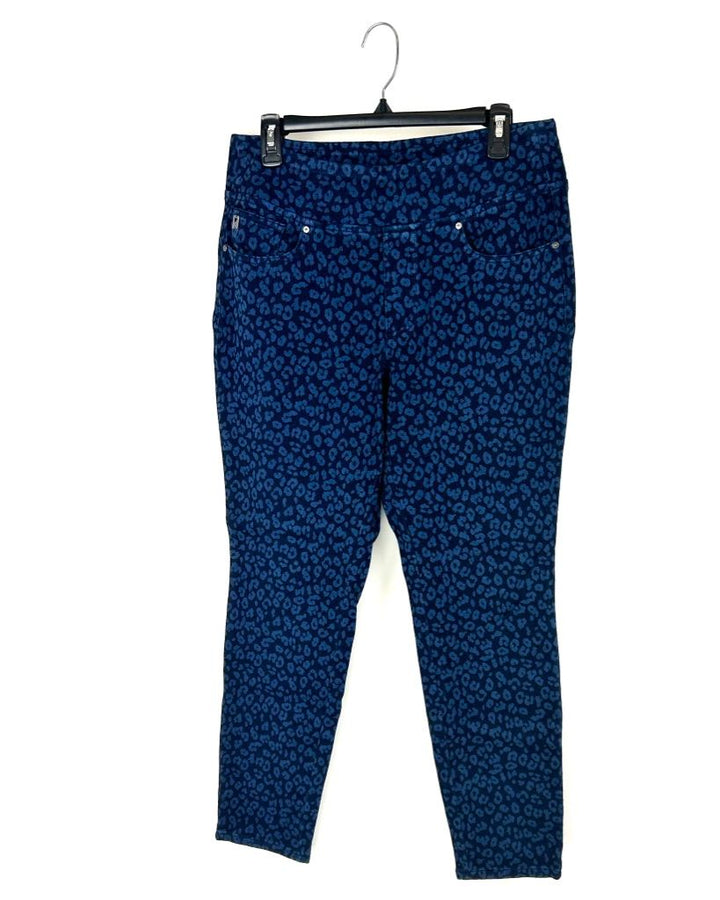 Dark Blue Animal Print Pants - Size 12