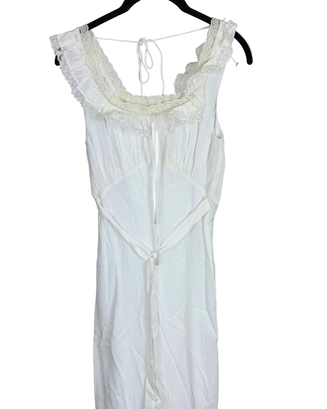 Pure White Lace Trim Tie-Back Dress - Size 0/2