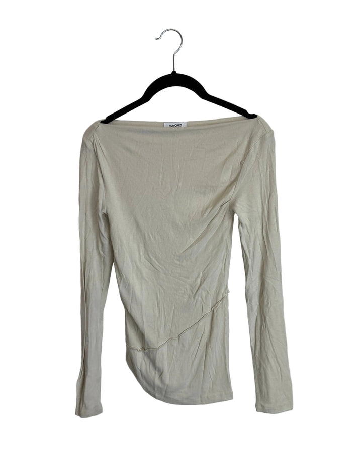 Cream Off Shoulder Asymmetrical Top - Size 0/2