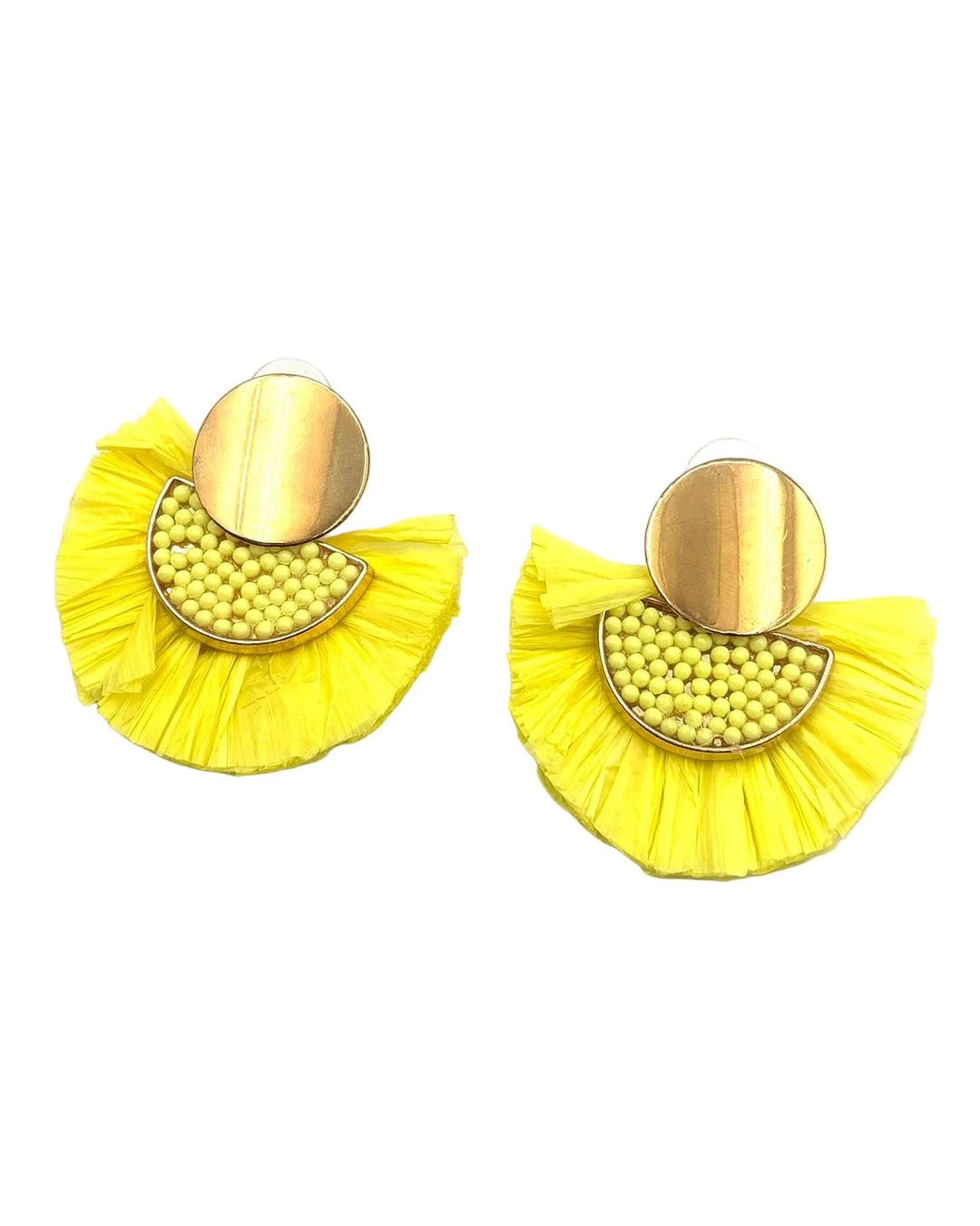 Yellow Fan Drop Earrings