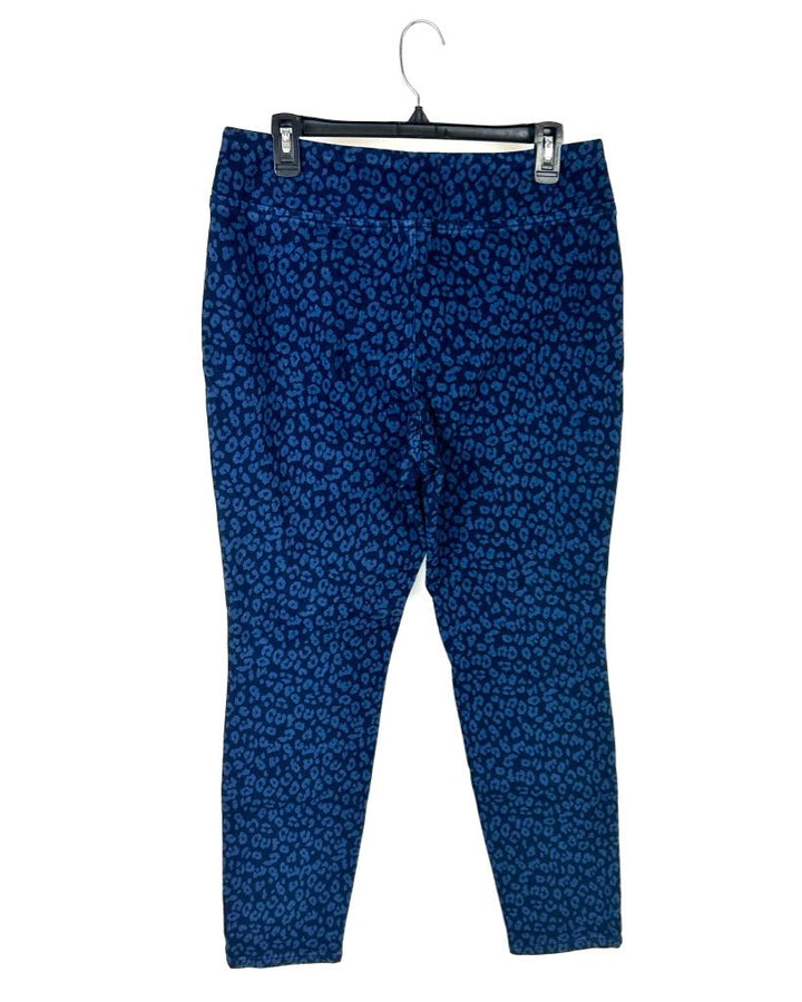 Dark Blue Animal Print Pants - Size 12