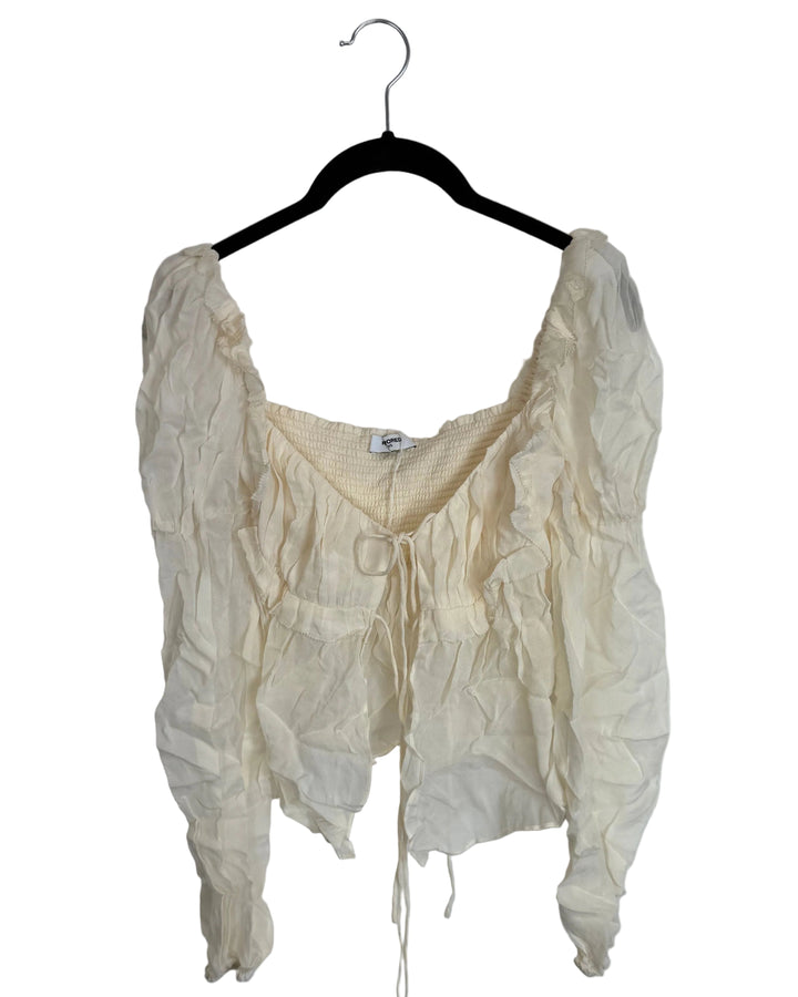 Buttercream Ruffle Tie Blouse - Size 0/2