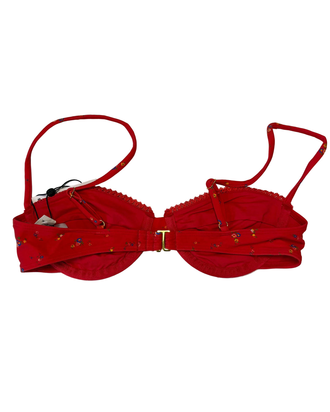 Red Floral Underwire Bikini Top - Size XS