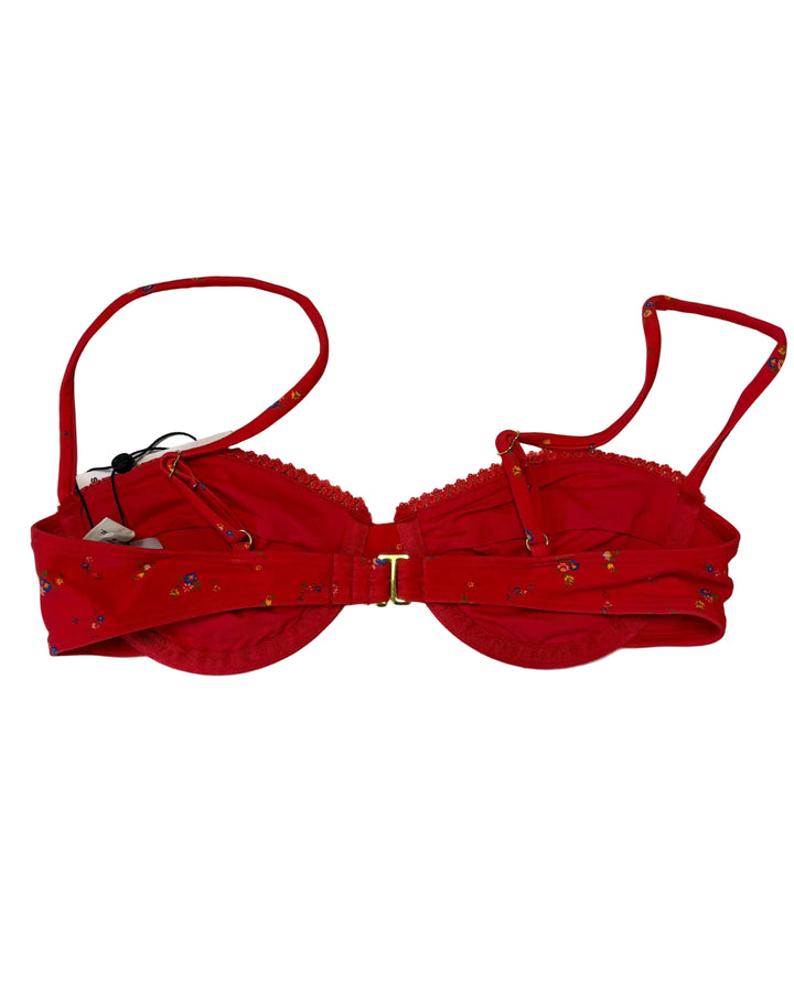 Red Floral Underwire Bikini Top - Size XS