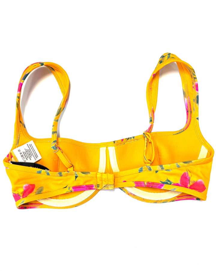 Yellow Tropical Underwire Bikini Top - Size XS