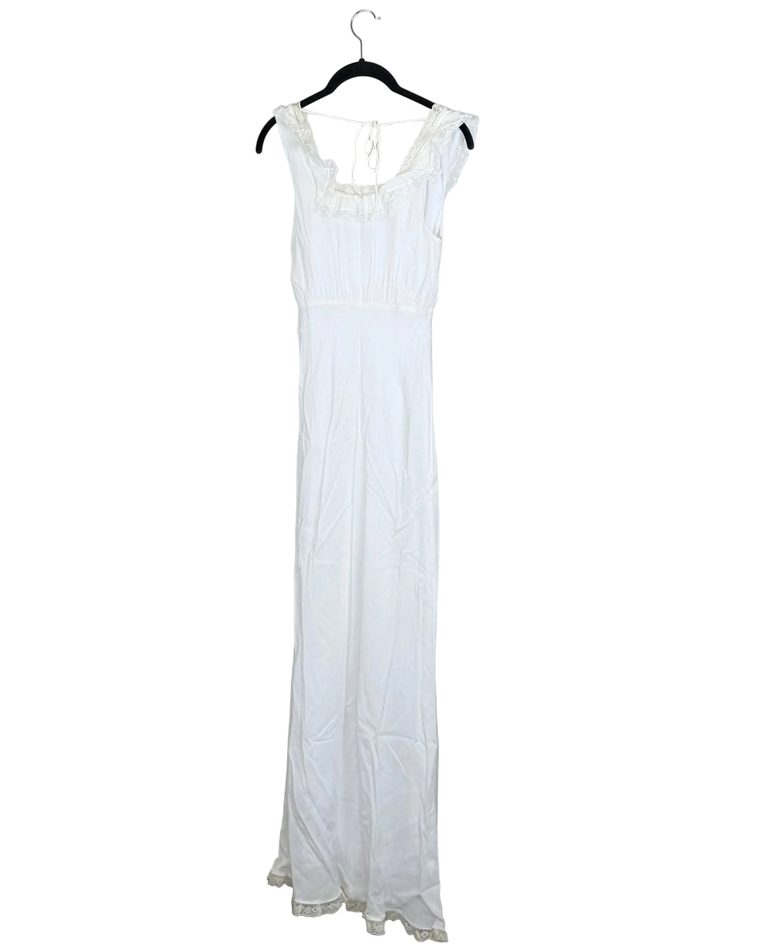 Pure White Lace Trim Tie-Back Dress - Size 0/2