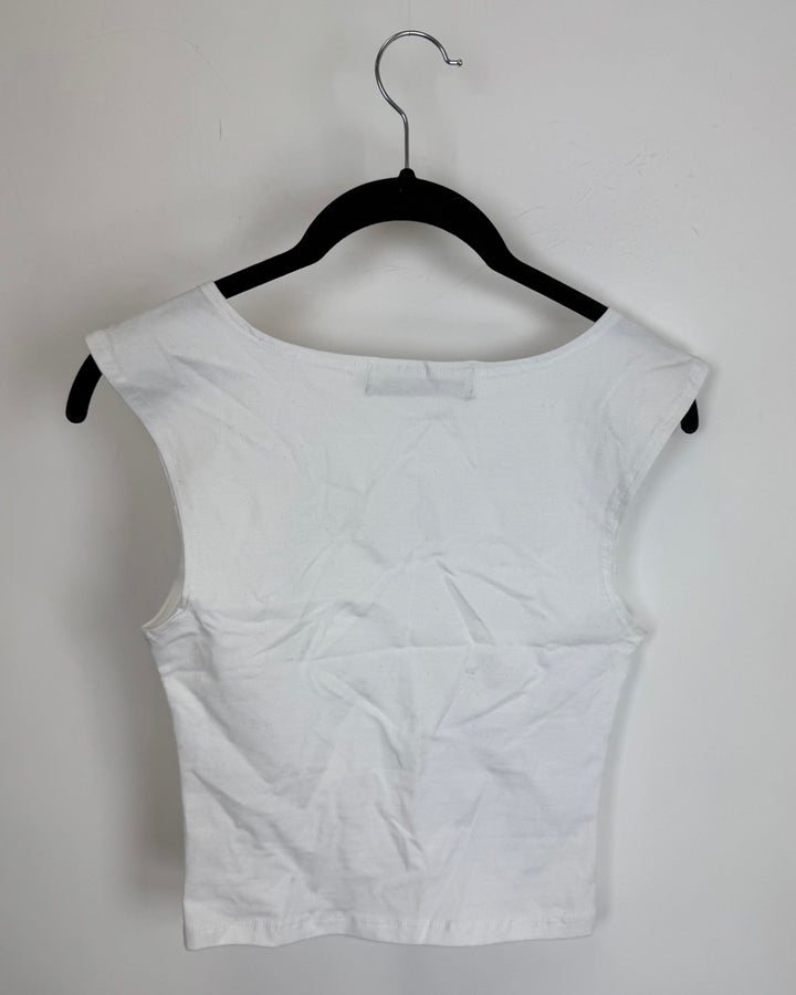 White Square Neck Top - Size 0/2