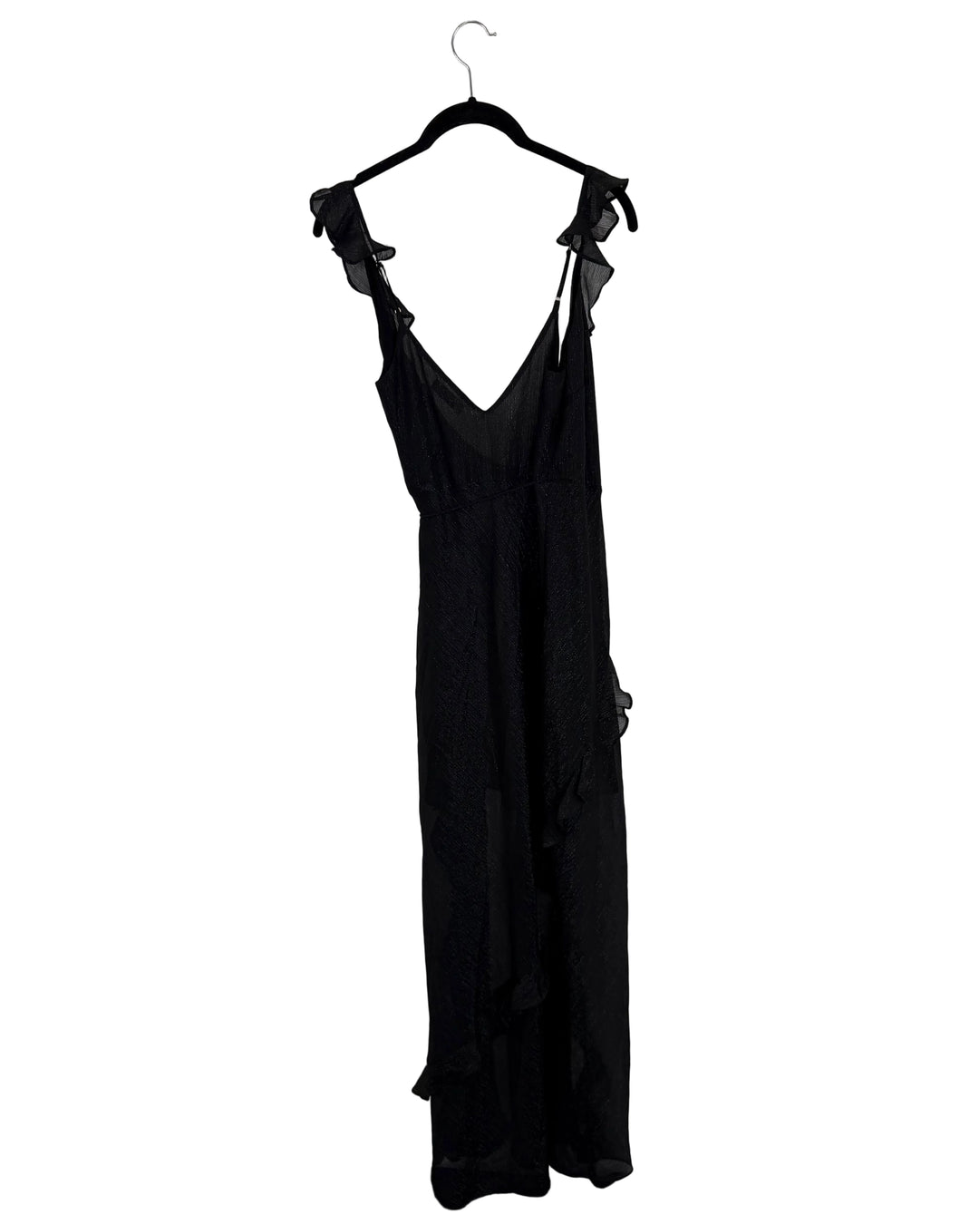 Black Sheer Ruffle Wrap Dress - Size 2/4