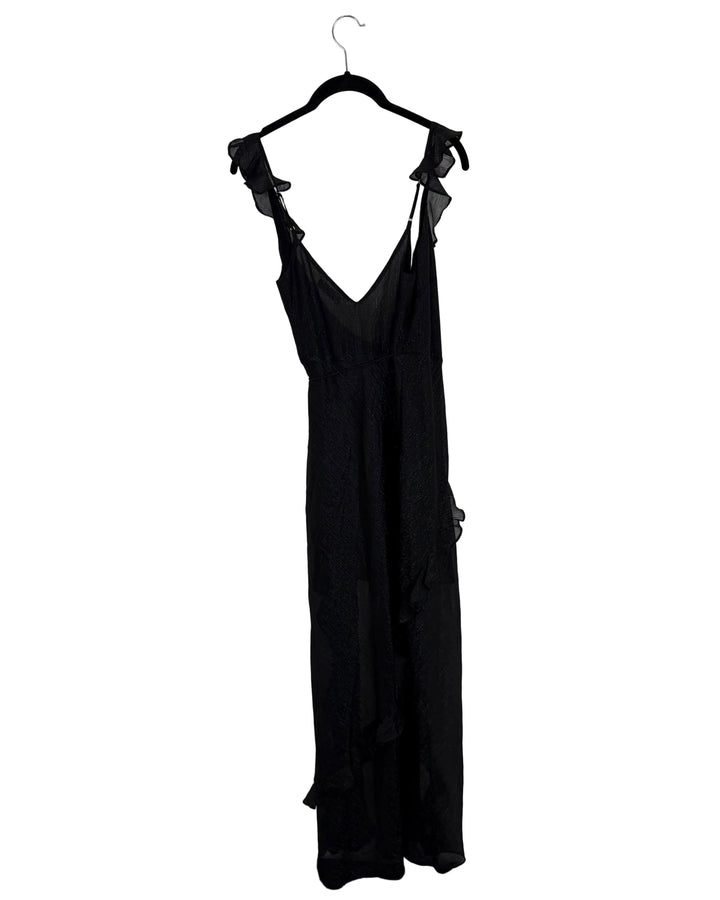 Black Sheer Ruffle Wrap Dress - Size 2/4