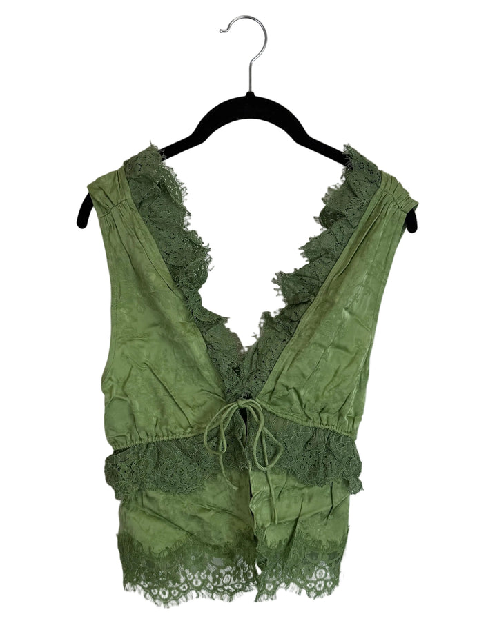Sage Green Lace Ruffle Tank Top - Size 4/6