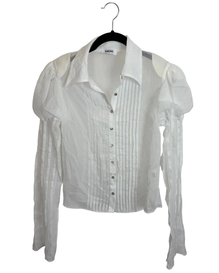 White Sheer Puff Sleeve Top - Size 2/4