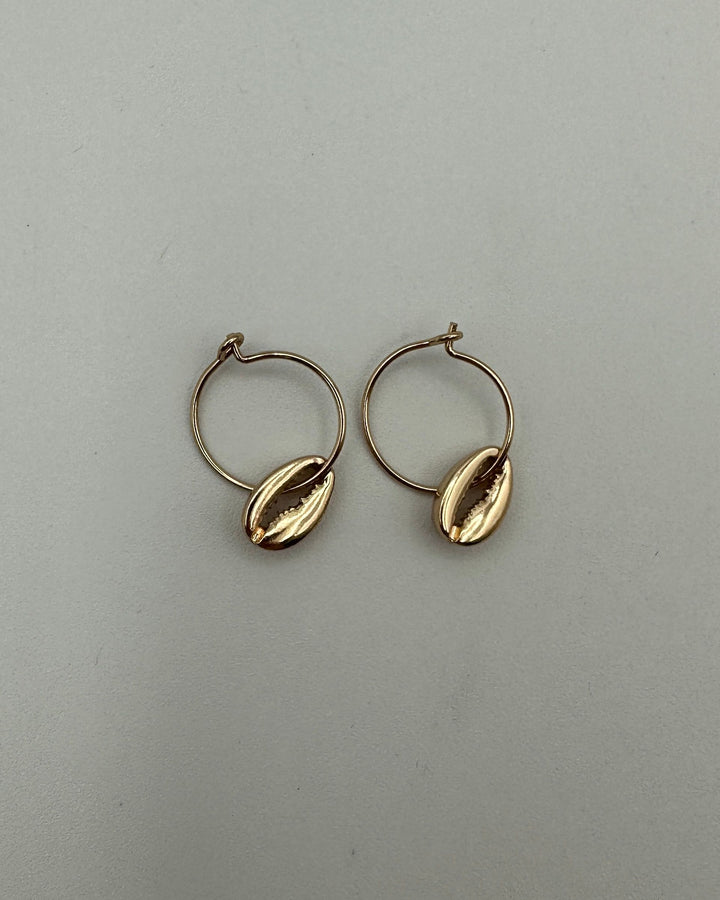 Gold Shell Pendant Earrings