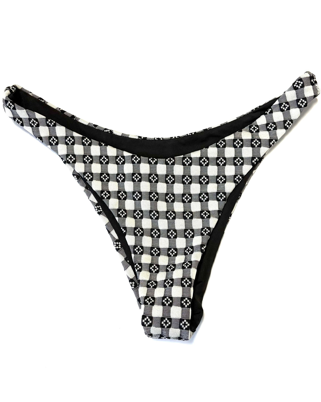 Black and White High-Cut Bikini Bottom - Size XS
