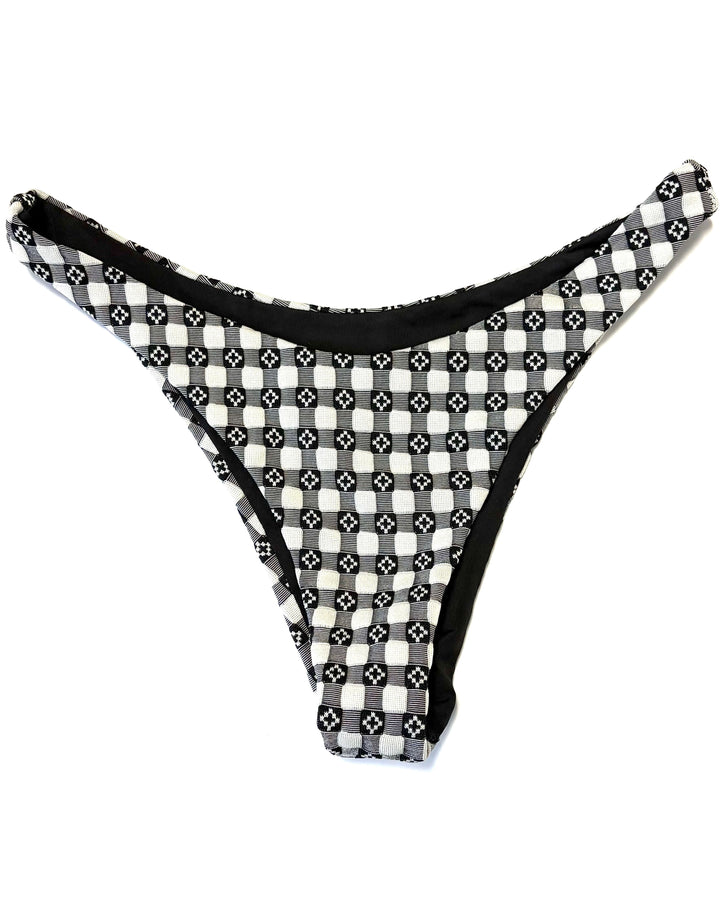 Black and White High-Cut Bikini Bottom - Size XS