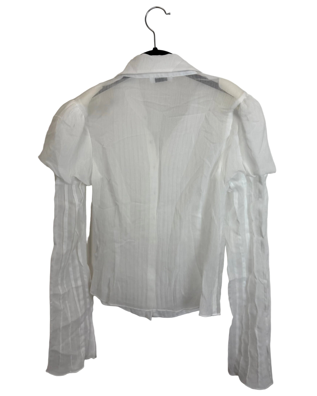 White Sheer Puff Sleeve Top - Size 2/4