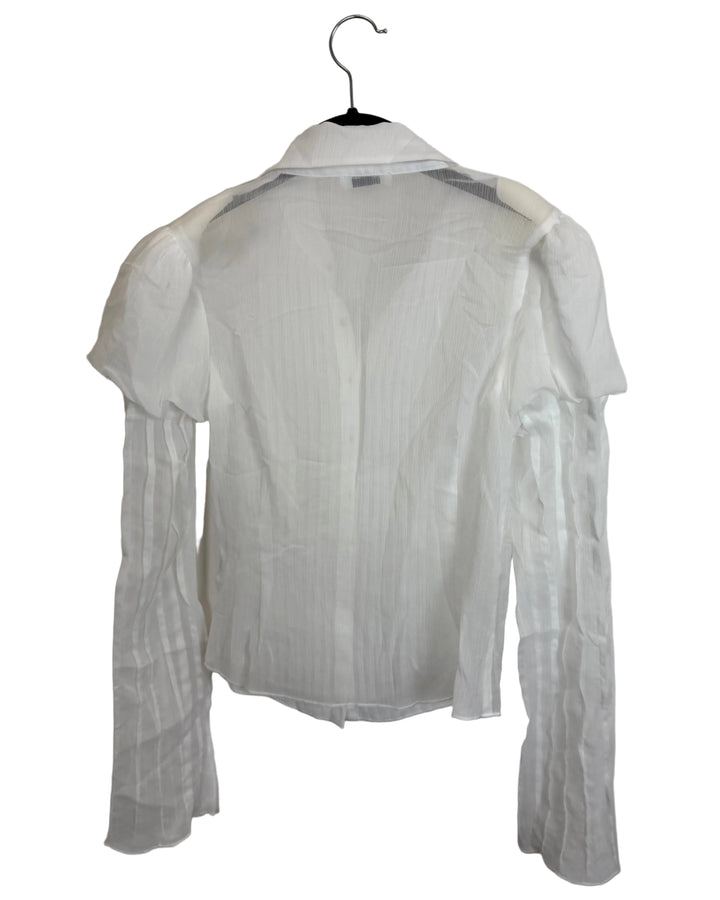 White Sheer Puff Sleeve Top - Size 2/4