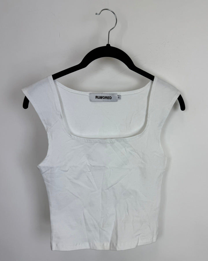 White Square Neck Top - Size 0/2