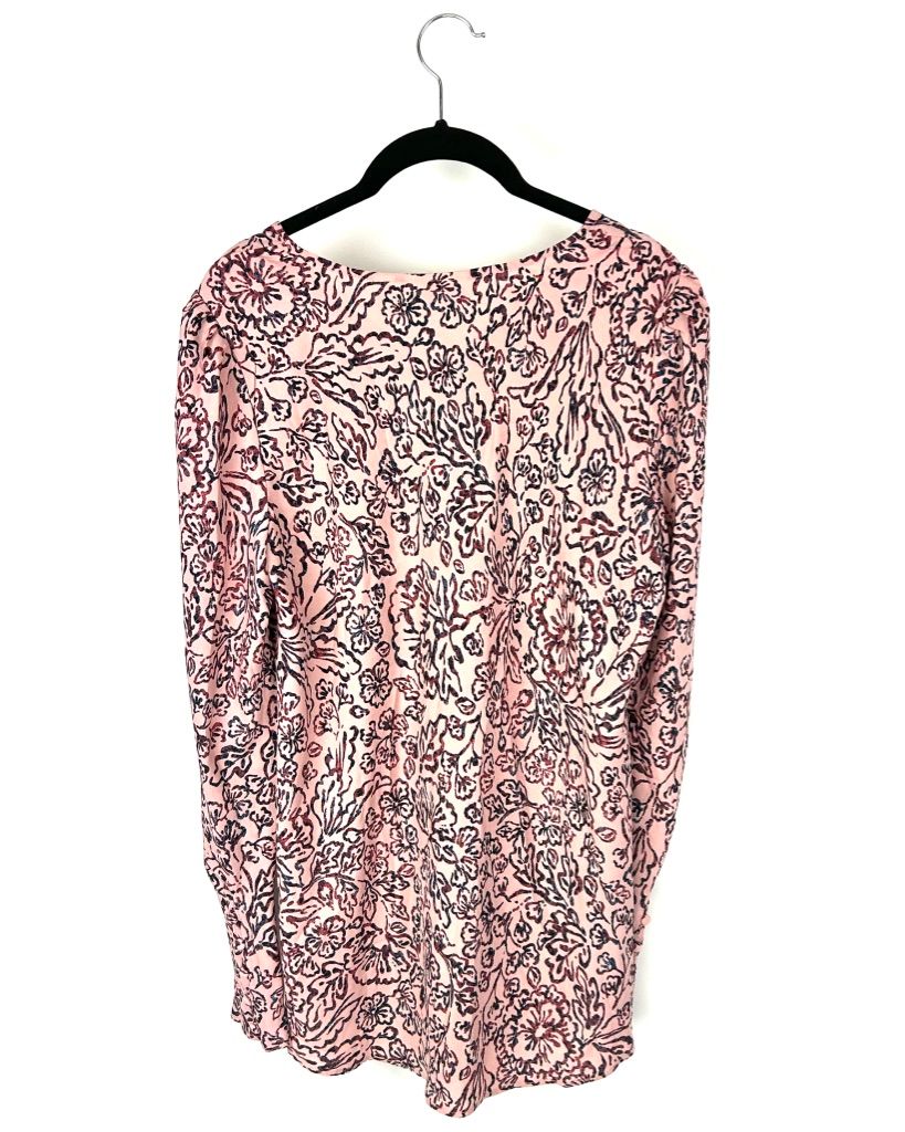 Pink Floral Long Sleeve Blouse - Size 10-12