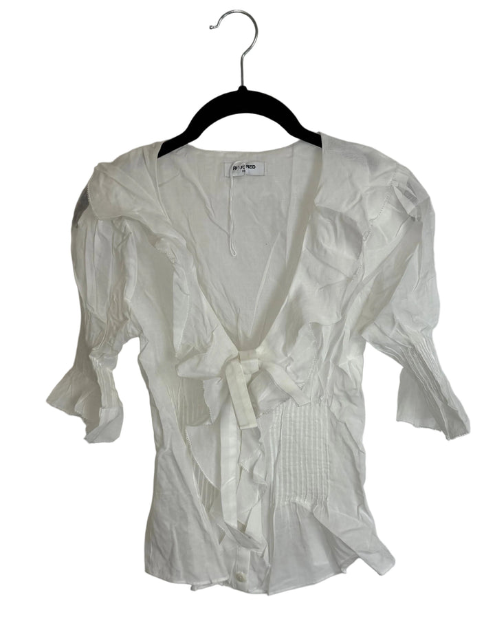 Soft White Ruffle Peplum Top - Size 0/2, and Size 2/4