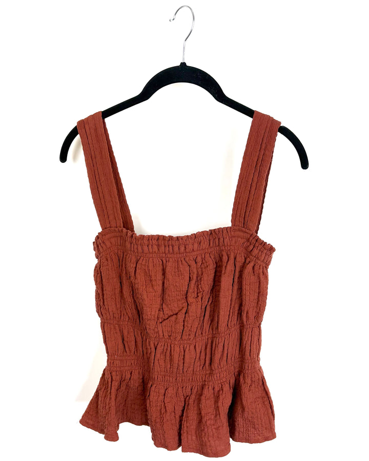 Rust Textured Smocked Tank Top - Size 0 and 8/10