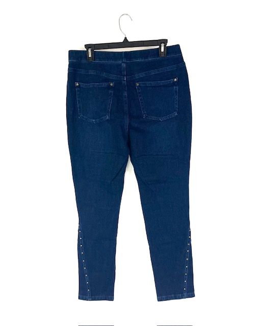 Dark Wash Jeans With Studs - Size 12