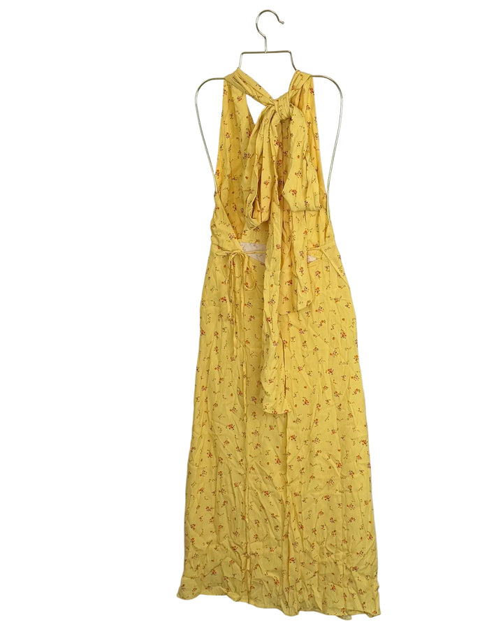 Daisy Yellow Wrap Tie Dress - Size 0/2, and Small 2/4