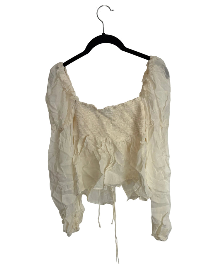 Buttercream Ruffle Tie Blouse - Size 0/2