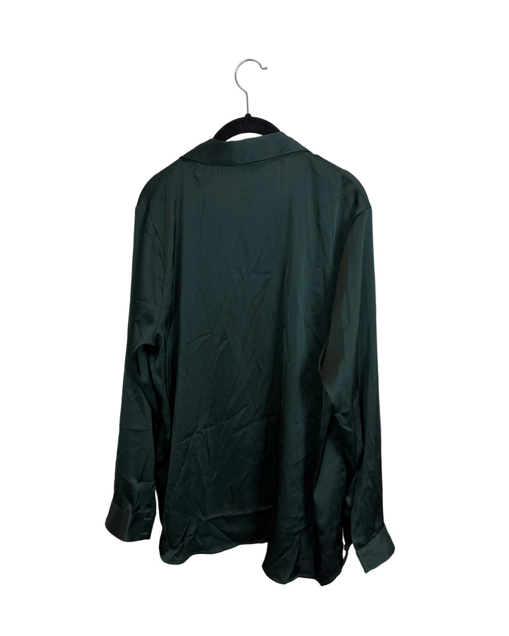 Emerald Green Button-Down Blouse - Size 2/4, and Size 4/6