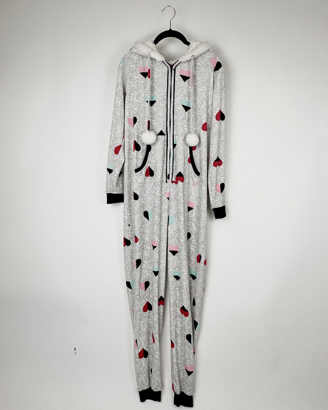 Gray Fuzzy Heart Onesie - Size 4/6