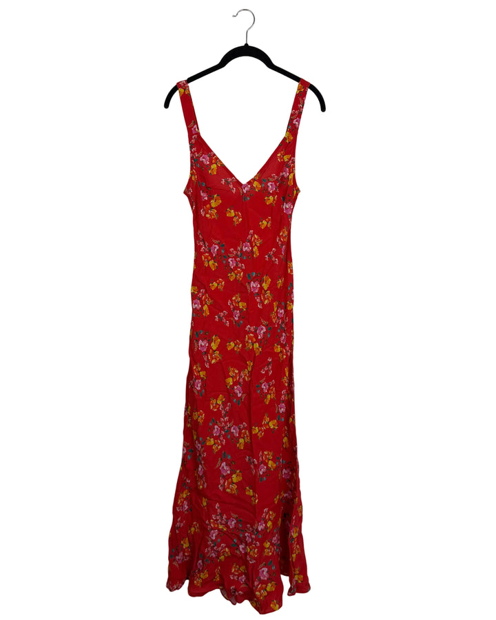 Red Summer Garden Floral Dress - Size 0/2