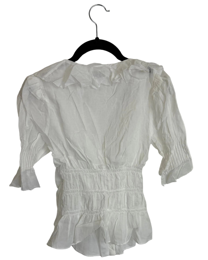 Soft White Ruffle Peplum Top - Size 0/2, and Size 2/4