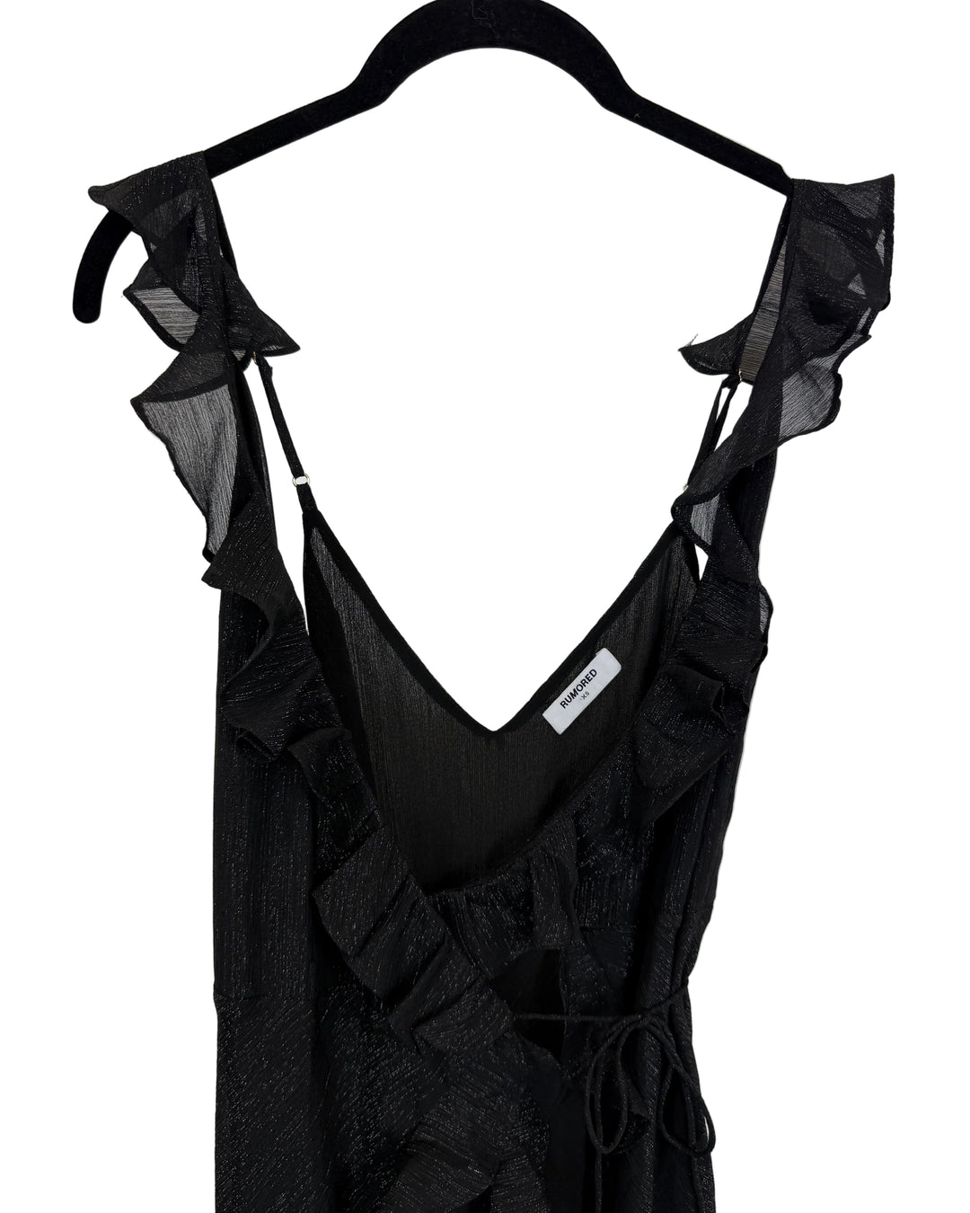 Black Sheer Ruffle Wrap Dress - Size 2/4