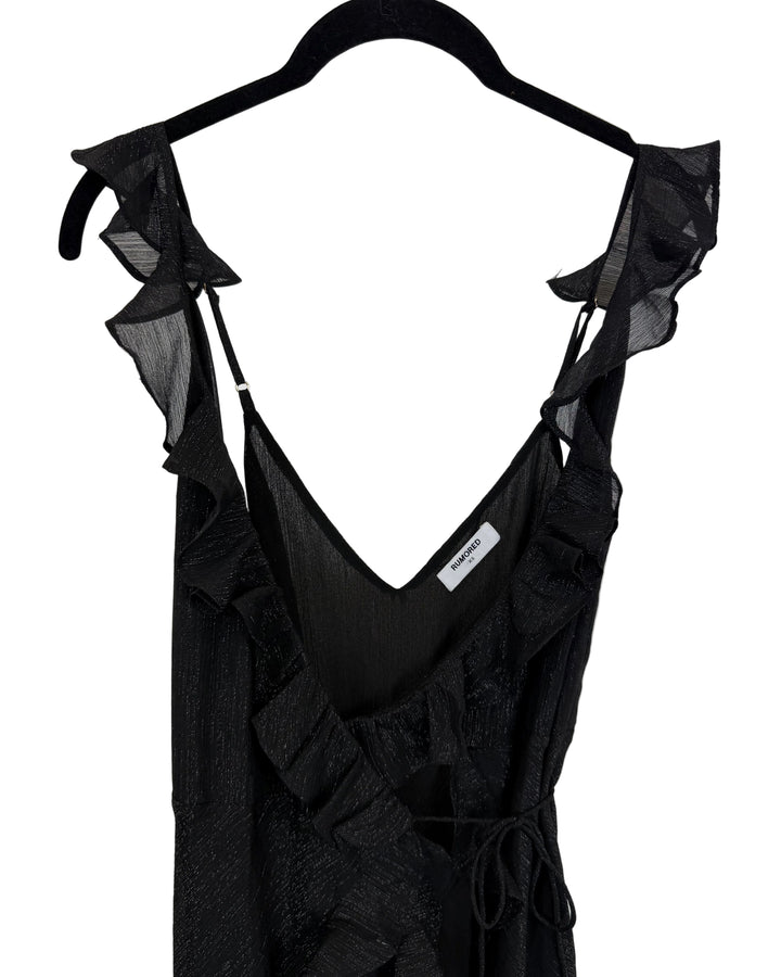 Black Sheer Ruffle Wrap Dress - Size 2/4