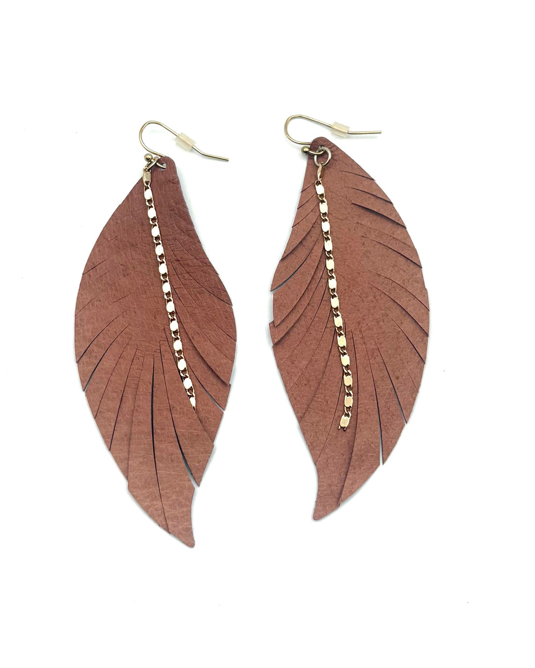 Brown Feather Drop Earrings