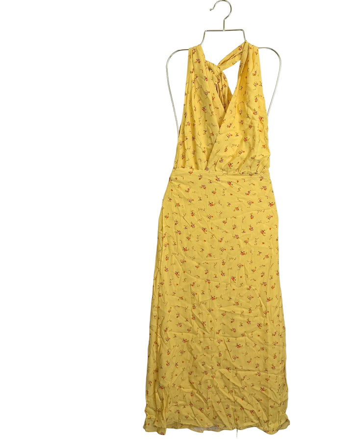 Daisy Yellow Wrap Tie Dress - Size 0/2, and Small 2/4