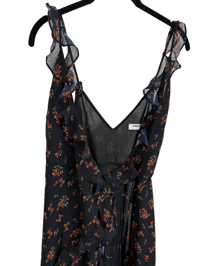 Navy Floral Wrap Dress - Size 00/0 and Size 2/4