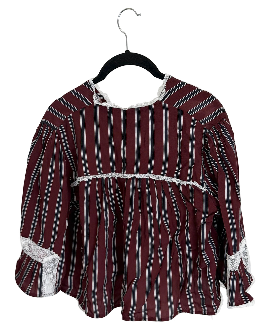 White Lace and Striped Top - Size 2/4