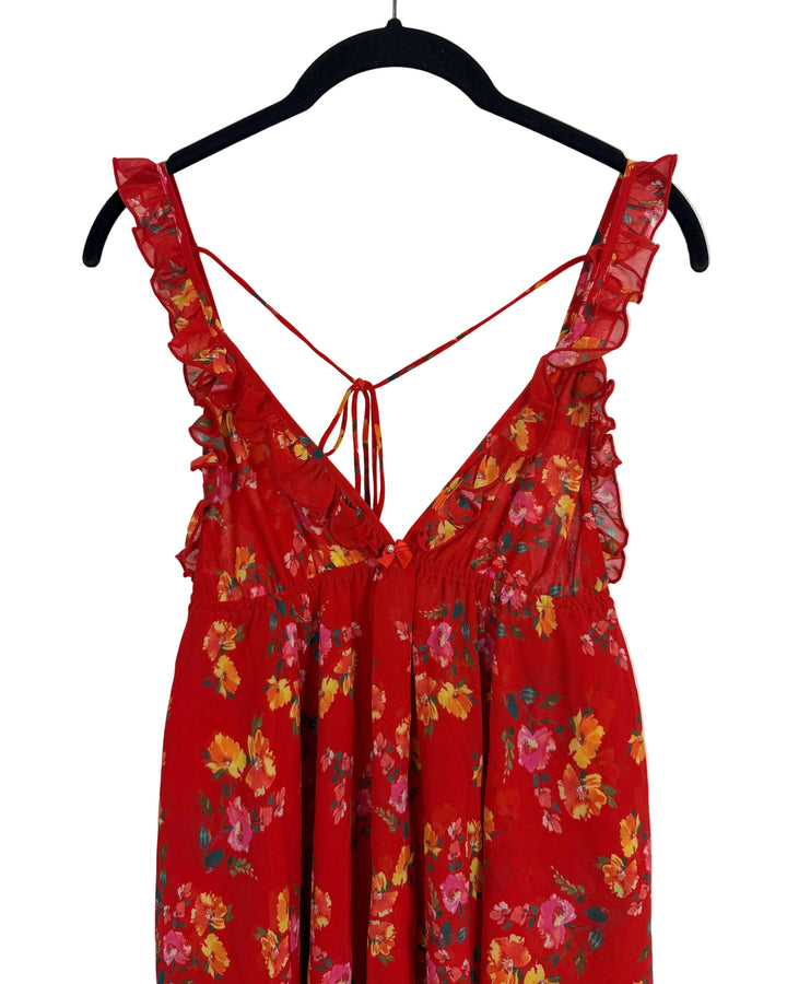 Red Floral Ruffle Dress - Size 0/2 and 2/4