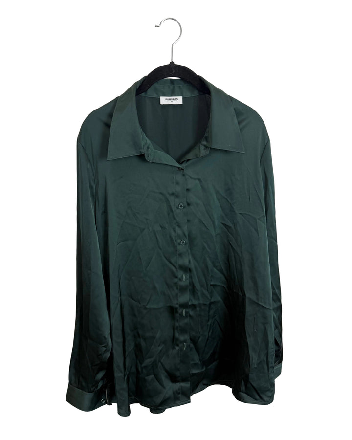 Emerald Green Button-Down Blouse - Size 2/4, and Size 4/6