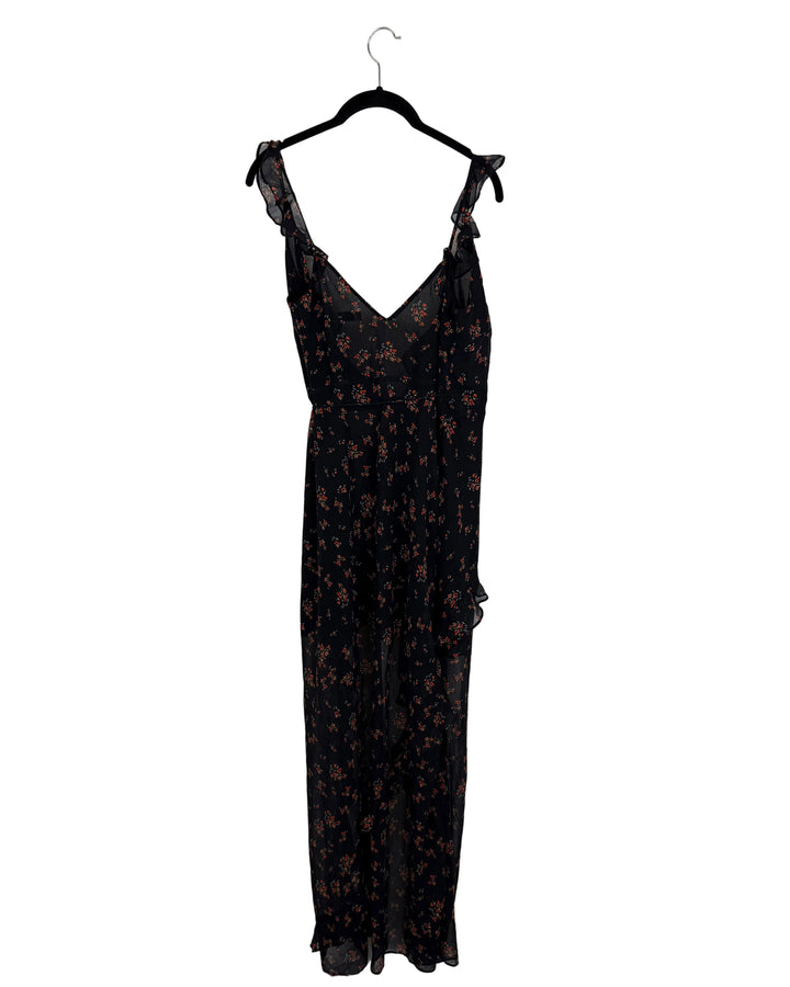 Navy Floral Wrap Dress - Size 00/0 and Size 2/4