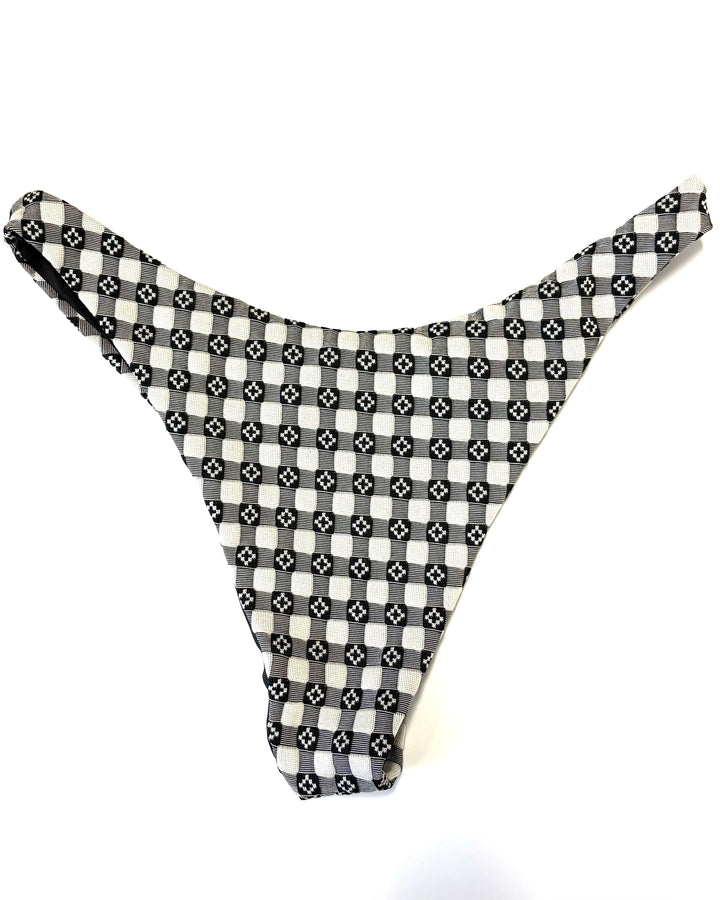Black and White High-Cut Bikini Bottom - Size XS