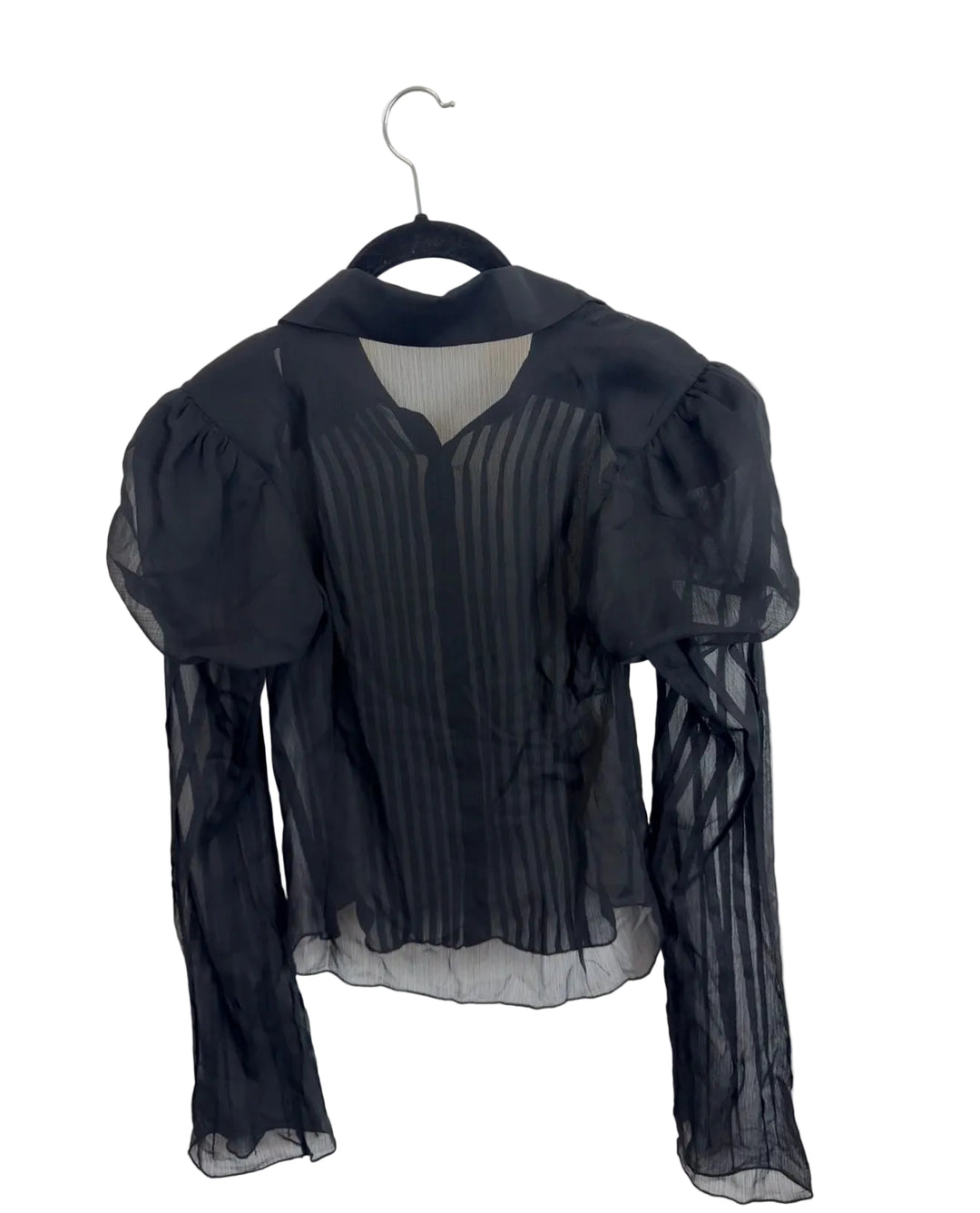 Black Sheer Puff Sleeve Top - Size 0/2 and 2/4