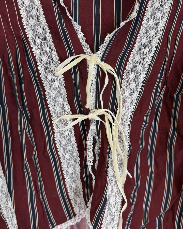 White Lace and Striped Top - Size 2/4