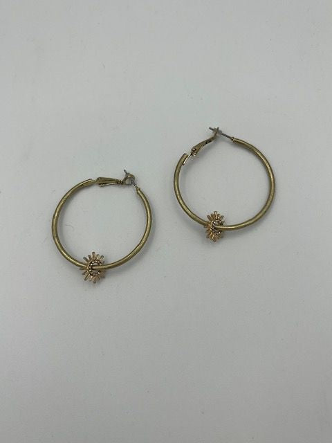 Gold Star Charm Hoops