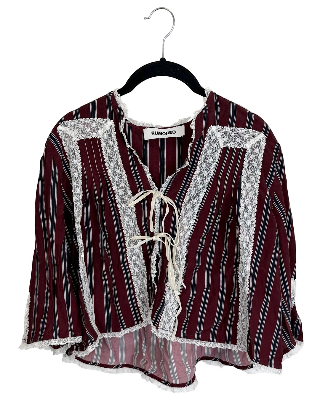 White Lace and Striped Top - Size 2/4