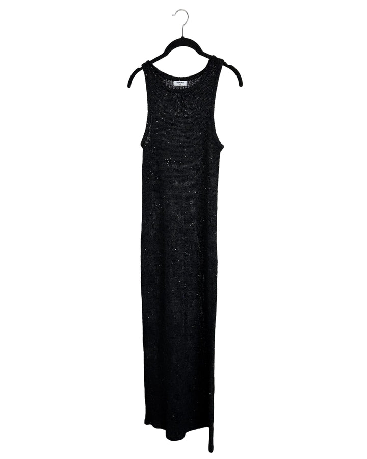 Black Sequin Open Knit Dress - Size 0/2, and Size 2/4