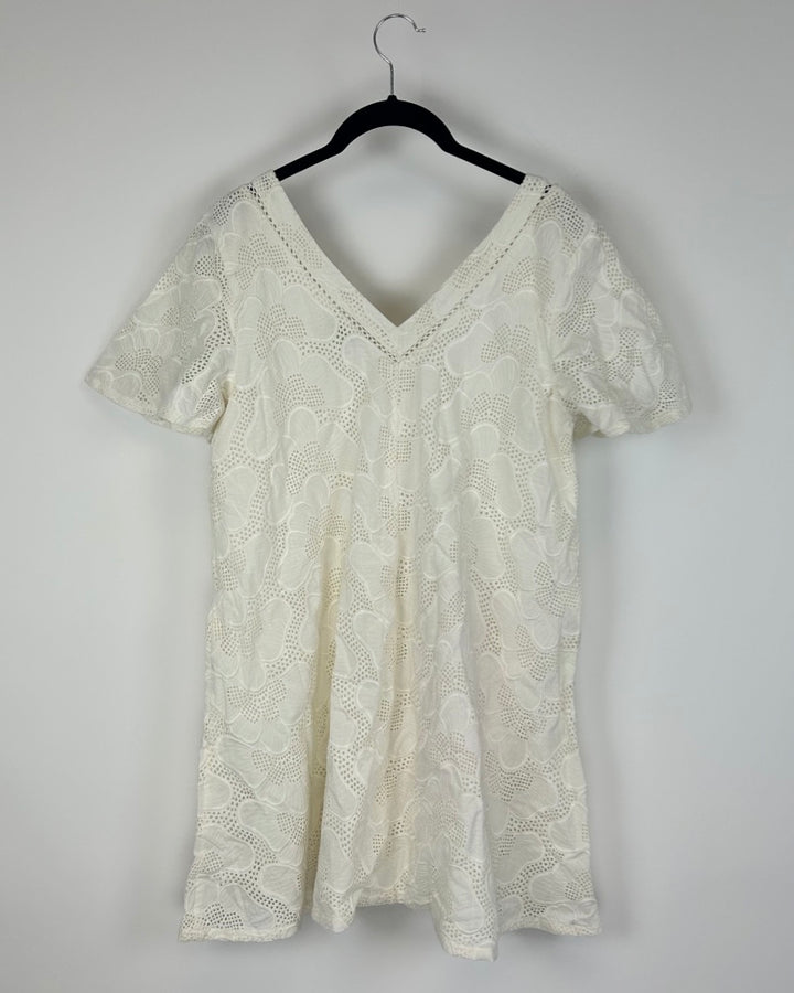 White Floral Dress - Small
